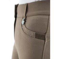 Premier Equine Beluso Ladies Full Seat Gel Riding Breeches -Horse Gear Store SS20 Beluso Ladies Full Seat Gel Riding Breeches Walnut Front Pocket Detaili