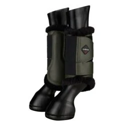 LeMieux Fleece Lined Brushing Boots -Horse Gear Store lm flb oakgreen1 hr